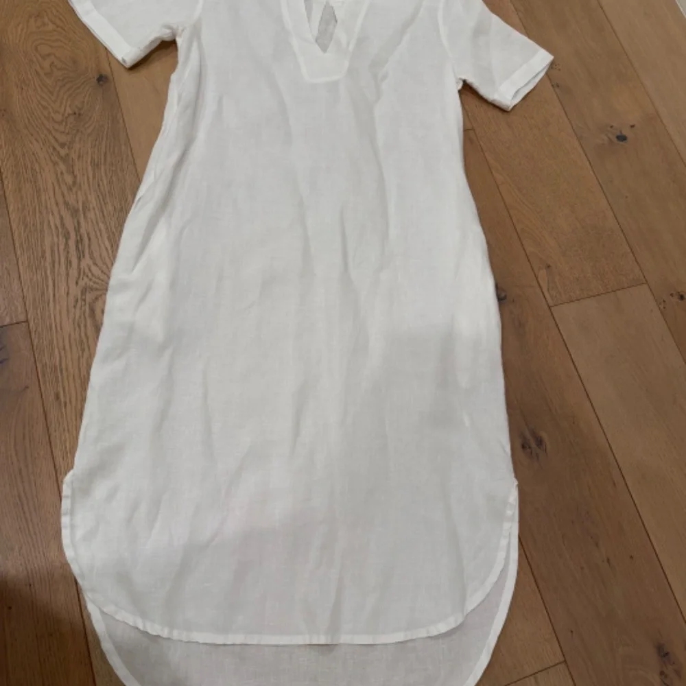 James Perse White Linen Cotton Short Sleeved Dress - Size 2 - Picture 3 of 5